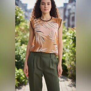 DR2 Mixed Media Boho Print Top Large Flutter Sleeve Rayon Blouse